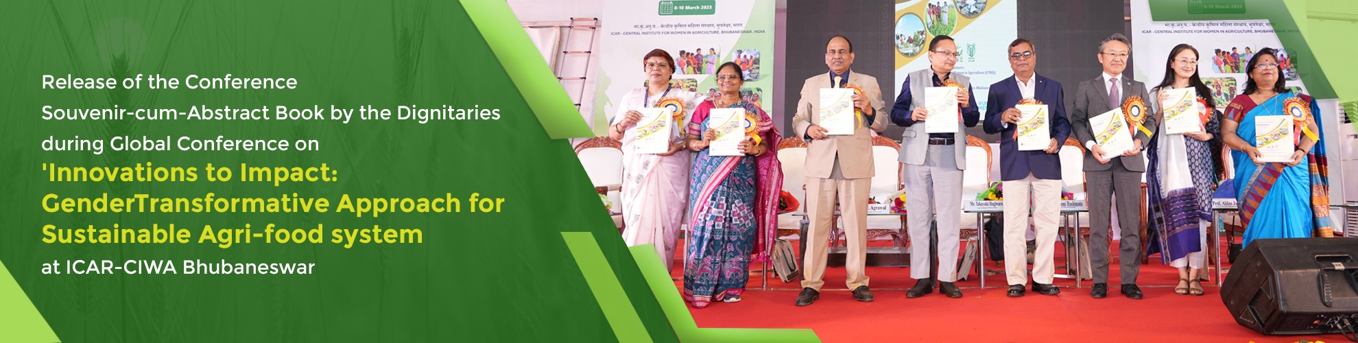Release of the Conference Souvenir-cum-Abstract Book by the Dignitaries during Global Conference on 'Innovations to Impact: Gender Transformative Approach for Sustainable Agri-food system’ at ICAR-CIWA Bhubaneswar